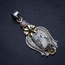 StarGems  Natural Two Tones Ocean Jasper and Agate Handmade 925 Sterling Silver Pendant 2" T2262