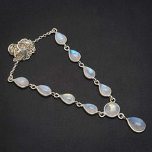 StarGems  Natural Rainbow Moonstone Handmade Unique 925 Sterling Silver Necklace 17+1.25" A3152