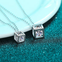StarGems® Dice-Shape 1ct Moissanite 925 Silver Platinum Plated Necklace 40+5cm NX060
