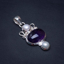 StarGems  Natural Amethyst And River Pearl Handmade 925 Sterling Silver Pendant 1.75" D1682