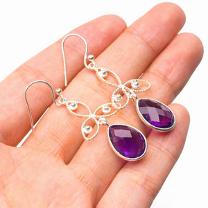 StarGems  Natural Amethyst Handmade 925 Sterling Silver Earrings 1.75" D7157