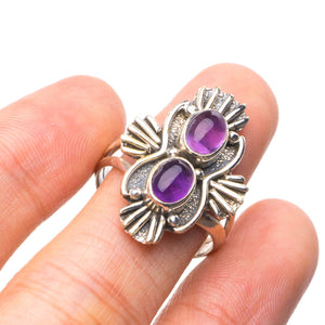 StarGems  Natural Amethyst Handmade Boho 925 Sterling Silver Ring, US Size 6 T5834