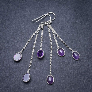 StarGems  Natural Amethyst Handmade Unique 925 Sterling Silver Earrings 2.75" Y3138