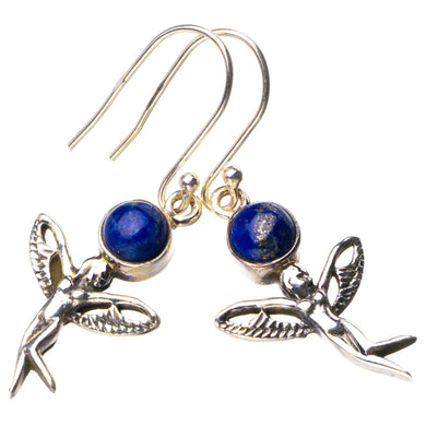 StarGems® Natural Lapis Lazuli Fariy Handmade 925 Sterling Silver Earrings 1.5