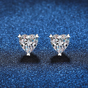 StarGems  0.5ct Moissanite 925 Silver Platinum Plated Heart-shape Stud B4675