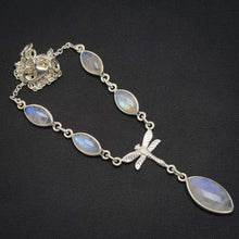 StarGems  Natural Rainbow Moonstone Handmade Unique 925 Sterling Silver Necklace 16.25+1.25" A3187