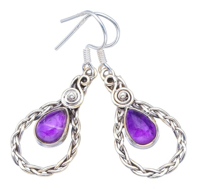 StarGems  Natural Amethyst Handmade Boho 925 Sterling Silver Earrings 1 1/2