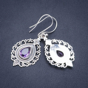 StarGems  Natural Amethyst Handmade Unique 925 Sterling Silver Earrings 1.75" A2342