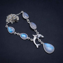 StarGems  Natural Rainbow Moonstone Handmade Unique Handmade Necklace 17.5" A3217