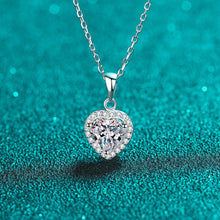 StarGems® Heart-Shape 1ct Moissanite 925 Silver Platinum Plated Necklace 40+5cm NX055