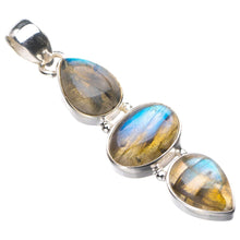 StarGems  Natural Blue Fire Labradorite Handmade 925 Sterling Silver Pendant 2" D9871