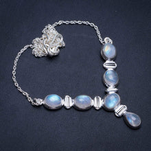 StarGems  Natural Rainbow Moonstone Handmade 925 Sterling Silver Y Necklace 18.5" T8567