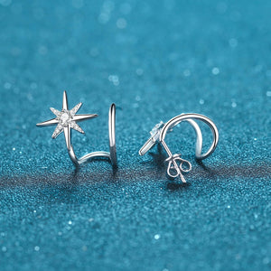StarGems® Snowflake Micromounting 0.28cttw Moissanite 925 Silver Platinum Plated Stud Earrings EX074