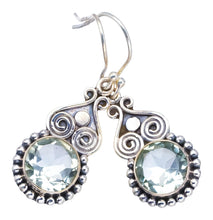 StarGems  Natural Green Amethyst Handmade Boho 925 Sterling Silver Earrings 1 1/2" S1549