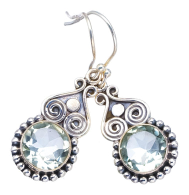 StarGems  Natural Green Amethyst Handmade Boho 925 Sterling Silver Earrings 1 1/2