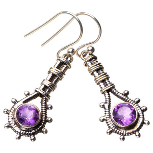 StarGems® Natural Amethyst Handmade 925 Sterling Silver Earrings 1.5" D6810