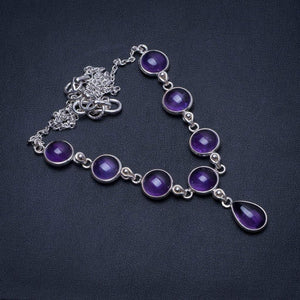 StarGems  Natural Amethyst Handmade Unique 925 Sterling Silver Y Necklace 16.5" T8668