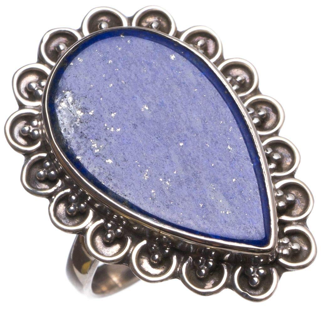 StarGems  Natural Lapis Lazuli Handmade Boho 925 Sterling Silver Ring, US Size 7.75 T6995