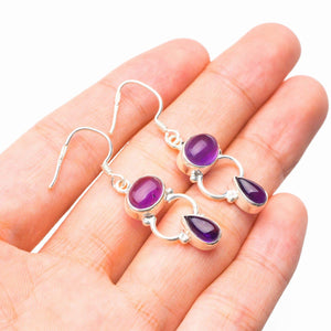 StarGems  Natural Amethyst Handmade 925 Sterling Silver Earrings 1.5" D7130