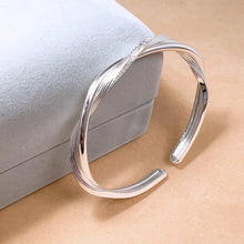 StarGems® Opening Twisted Dull Polished Möbius Ring Handmade 999 Sterling Silver Bangle Cuff Bracelet For Women Cb0091
