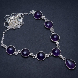 StarGems® Natural Amethyst Handmade Boho 925 Sterling Silver Y Necklace 18.5" T8554