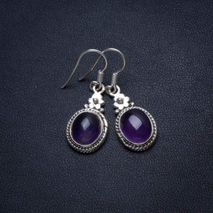 StarGems  Natural Amethyst Handmade Boho 925 Sterling Silver Earrings 1 1/4" T3486