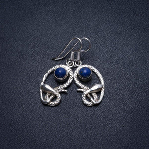 StarGems  Natural Lapis Lazuli Snake Handmade Mexican Snake Shape 925 Sterling Silver Earrings 1 1/2" T5136