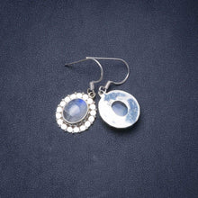 StarGems® Natural Rainbow Moonstone Handmade Unique 925 Sterling Silver Earrings 1.25" Y0459