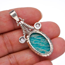 StarGems® Natural Amazonite and River Pearl Boho Style 925 Sterling Silver Pendant 2" S0304