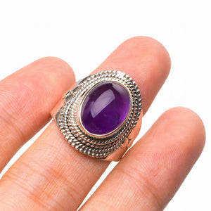 StarGems® Natural Amethyst Handmade 925 Sterling Silver Ring 7.25 D8087