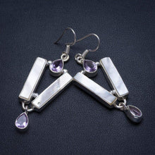 StarGems® Natural Mother Of Pearl and Amethyst Handmade Vintage 925 Sterling Silver Earrings 2" T3840