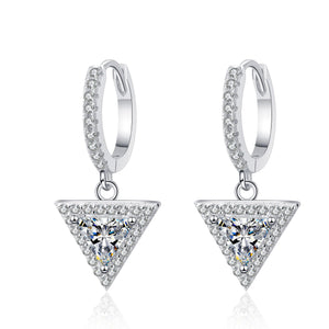 StarGems® Triangle 1ct×2 Moissanite 925 Silver Platinum Plated Cuff Earrings EX084