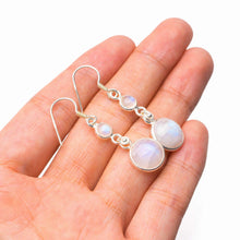 StarGems® Natural Rainbow Moonstone Handmade 925 Sterling Silver Earrings 1.5" D7288