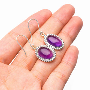 StarGems® Natural Amethyst Handmade 925 Sterling Silver Earrings 1.5" D6805