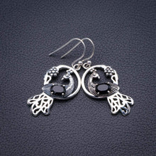 StarGems® Natural Black Onyx Peacock Handmade 925 Sterling Silver Earrings 1.75" D3809