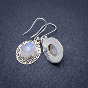 StarGems® Natural Rainbow Moonstone Handmade Unique 925 Sterling Silver Earrings 1.5" A2453