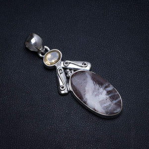 StarGems  Natural Cobra Jasper and Citrine Handmade Unique 925 Sterling Silver Pendant 2" T0473