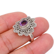 StarGems  Natural Amethyst Handmade Boho 925 Sterling Silver Ring, US Size 9 S2844