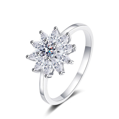 StarGems® Daisy Four Prong 1.3ct Moissanite 925 Silver Platinum Plated Ring RX029