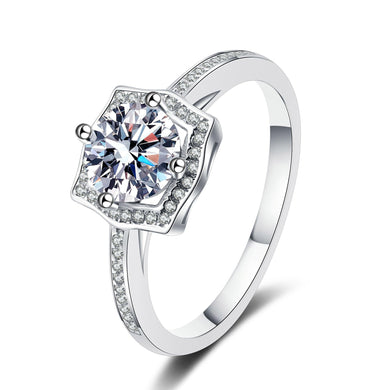 StarGems® Four Prong 1-2ct Moissanite 925 Silver Platinum Plated Ring RX078