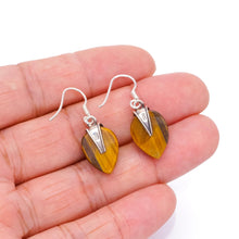 StarGems  Natural Tiger Eye Handmade Unique 925 Sterling Silver Earrings 1 1/4" S1668