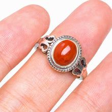 StarGems  Natural Nanjiang Red Agate Opening Handmade 925 Sterling Silver Ring 6.5 D1102