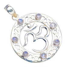 StarGems® Natural Rainbow Moonstone Boho Style Vintage 925 Sterling Silver Pendant 1 1/2" S0071