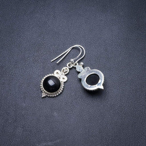 StarGems  Natural Black Onyx Handmade Unique 925 Sterling Silver Earrings 1.25" Y3287