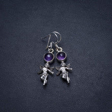 StarGems  Natural Amethyst Angel Handmade Mexican Angle Shape 925 Sterling Silver Earrings 1 1/2" T5101