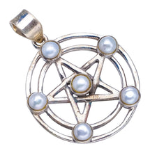 StarGems  Natural River Pearl Punk Style Vintage Fivestar Shape 925 Sterling Silver Pendant 1 1/2" S1023