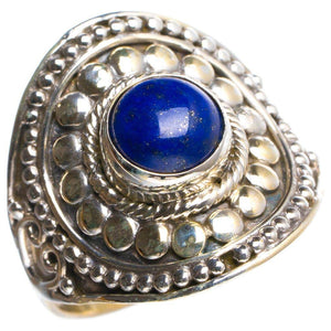 StarGems® Natural Lapis Lazuli Handmade Unique Boho 925 Sterling Silver Ring 8.75 Y5024