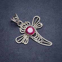 StarGems  Natural Cherry Ruby Drongonfly 925 Sterling Silver Pendant 1.75" Y5278