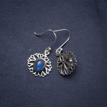 StarGems  Natural Blue Fire Labradorite Handmade Unique 925 Sterling Silver Earrings 1.25" X4959