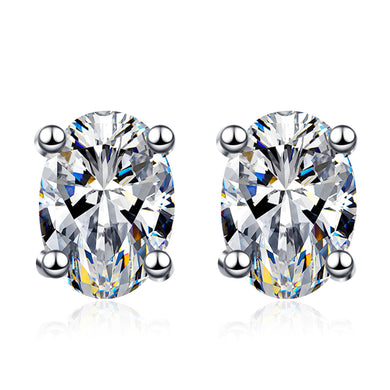 StarGems® Pigeon Eggs Four Prong 1ct×2 Moissanite 925 Silver Platinum Plated Stud Earrings EX051
